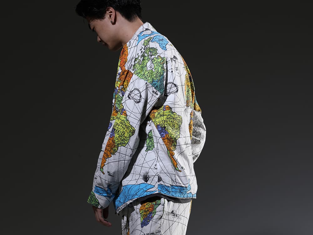 SAINT MICHAEL 2023SS - The eye-catching graphic design on the white main color - SM-S23-0000-082(©SAINT M×××××× × Dr. Woo WORLD MAP Pajama Shirt) - 2-002