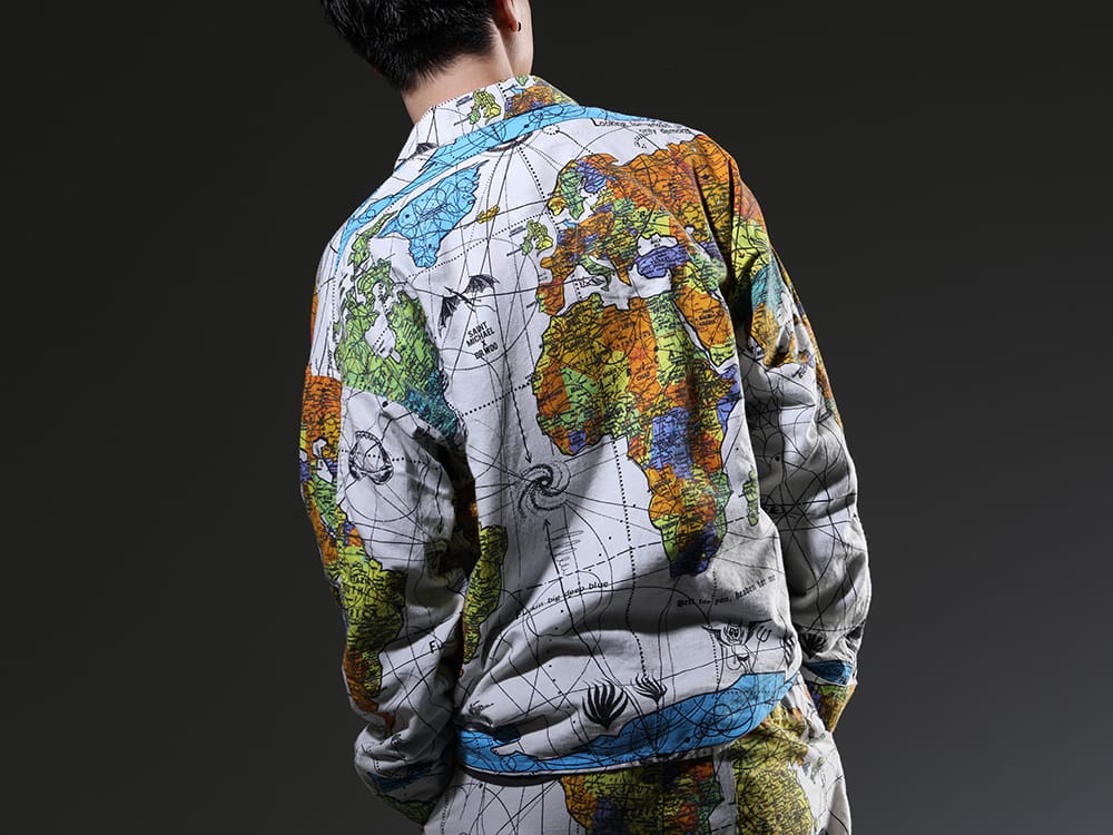 SAINT MICHAEL 2023SS - The eye-catching graphic design on the white main color - SM-S23-0000-082(©SAINT M×××××× × Dr. Woo WORLD MAP Pajama Shirt) - 2-003