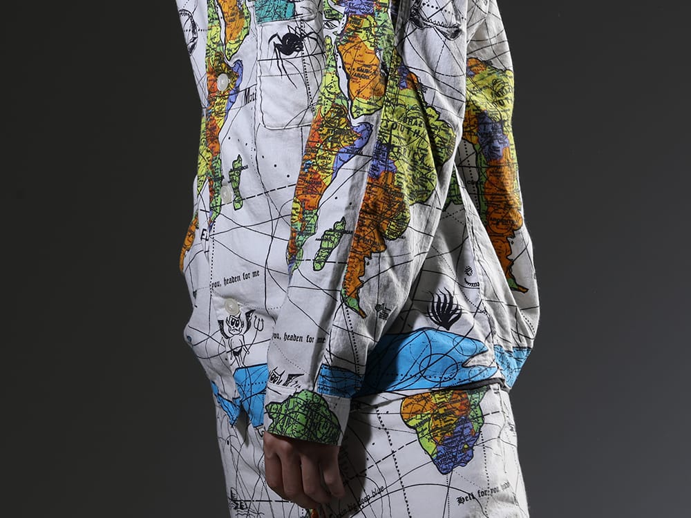 SAINT MICHAEL 2023SS - The eye-catching graphic design on the white main color - SM-S23-0000-082(©SAINT M×××××× × Dr. Woo WORLD MAP Pajama Shirt) - 2-006