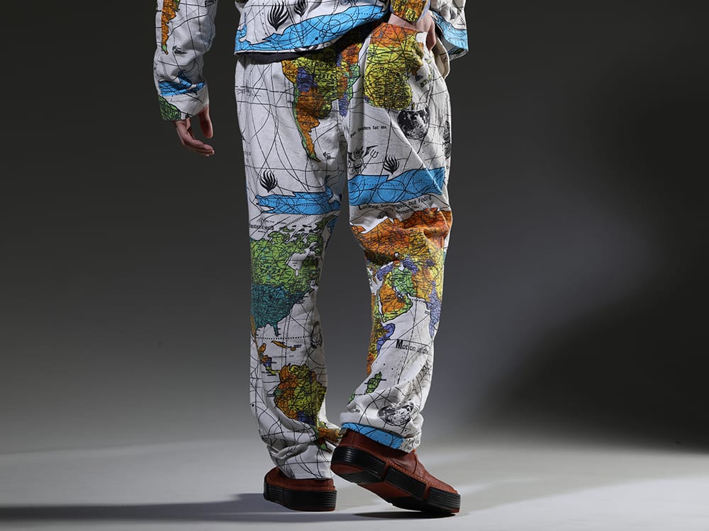 SAINT MICHAEL 2023SS High-quality leather sneakers to enhance the styling - SM-S23-0000-083(©SAINT M×××××× × Dr. Woo WORLD MAP Pajama Pants) - 3-004