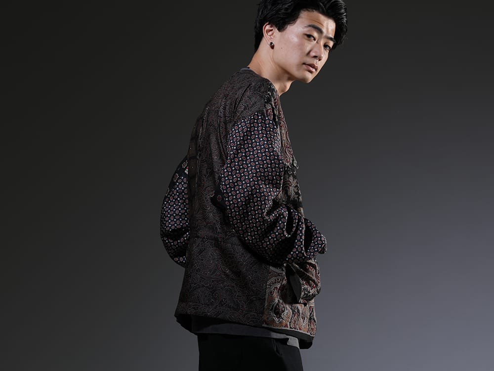 インク 2023SS - ヴィンテージスカーフをジャケットへ再構築 - ink23-01-Blue-L(クラッシーハントジャケット ブルー) - 2-003