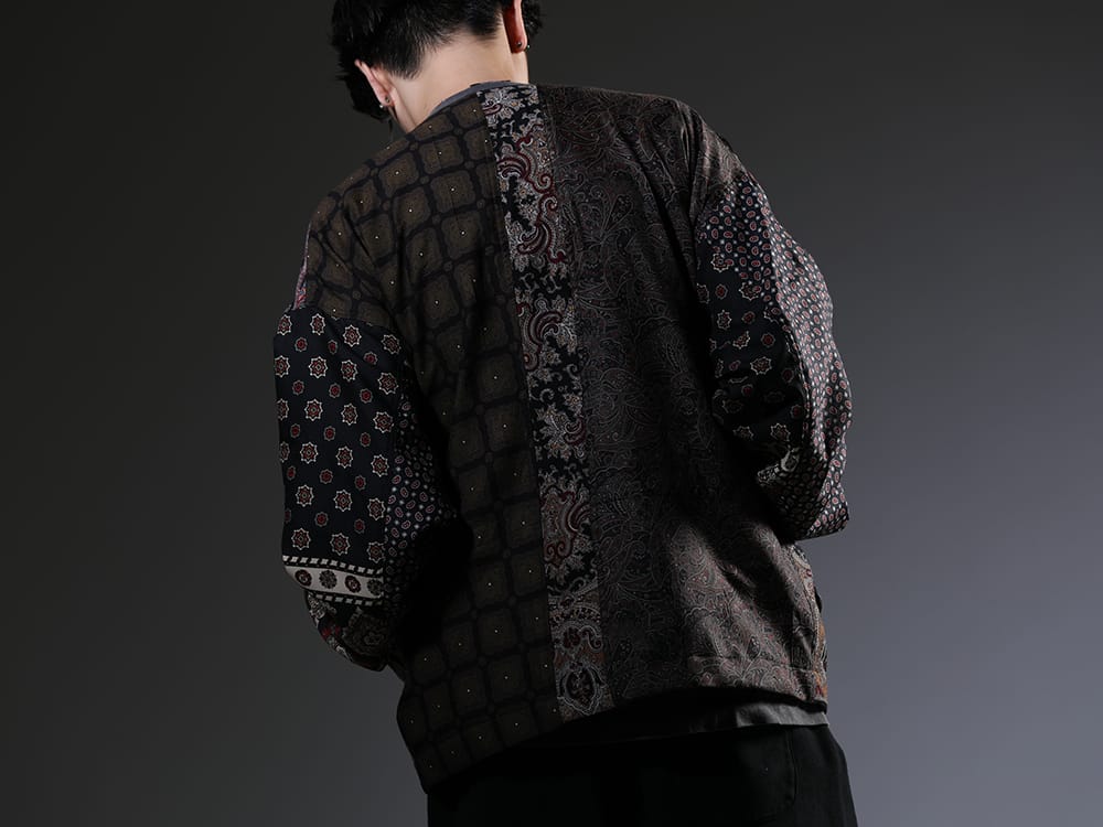 インク 2023SS - ヴィンテージスカーフをジャケットへ再構築 - ink23-01-Blue-L(クラッシーハントジャケット ブルー) - 2-004