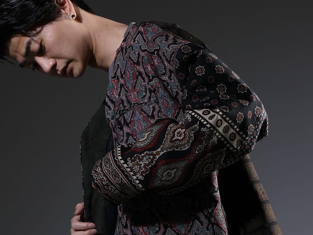 インク 2023SS - ヴィンテージスカーフをジャケットへ再構築 - ink23-01-Blue-L(クラッシーハントジャケット ブルー) - 2-006