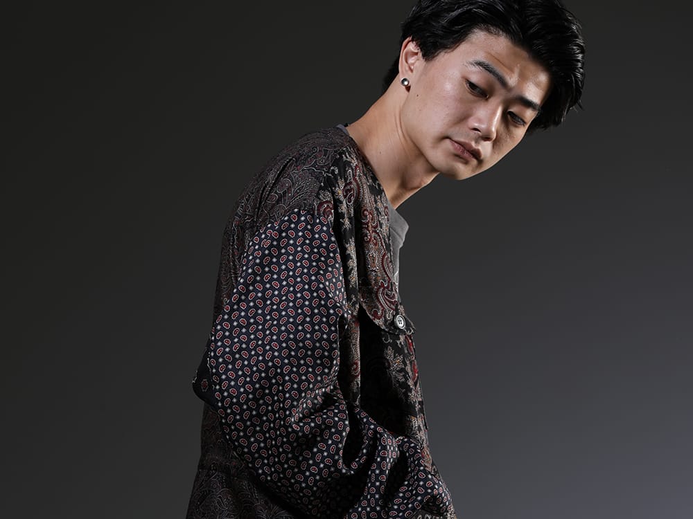 インク 2023SS - ヴィンテージスカーフをジャケットへ再構築 - ink23-01-Blue-L(クラッシーハントジャケット ブルー) - 2-008