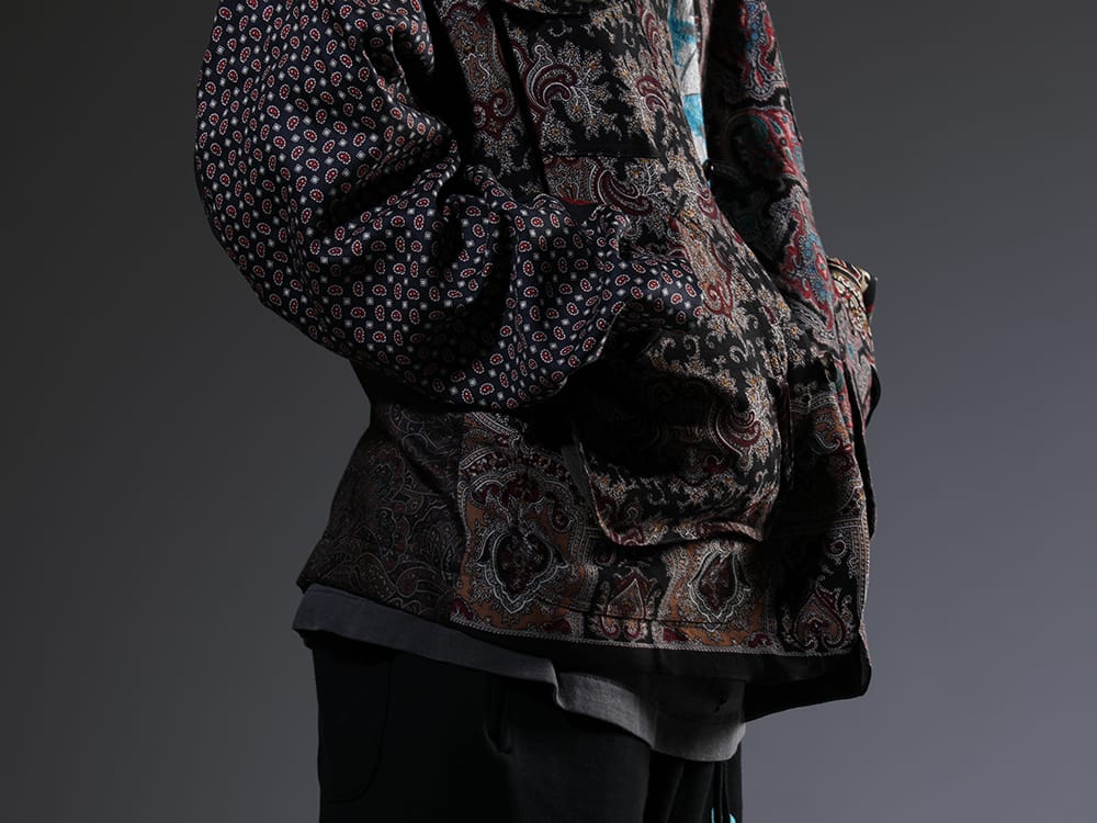 インク 2023SS - ヴィンテージスカーフをジャケットへ再構築 - ink23-01-Blue-L(クラッシーハントジャケット ブルー) - 2-009