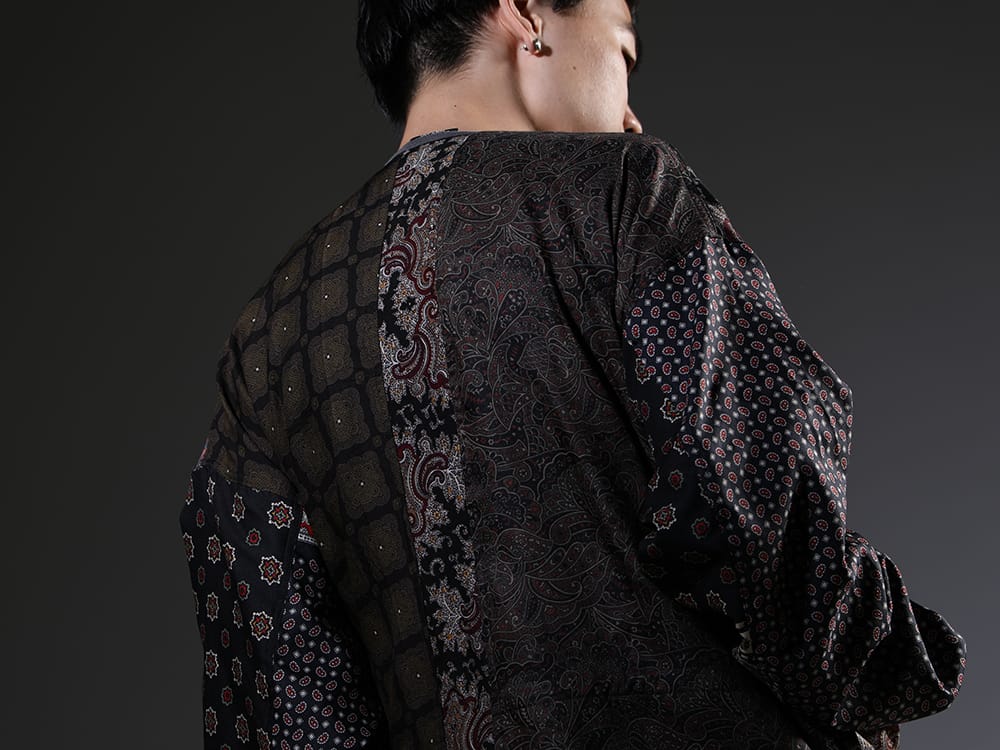 インク 2023SS - ヴィンテージスカーフをジャケットへ再構築 - ink23-01-Blue-L(クラッシーハントジャケット ブルー) - 2-010