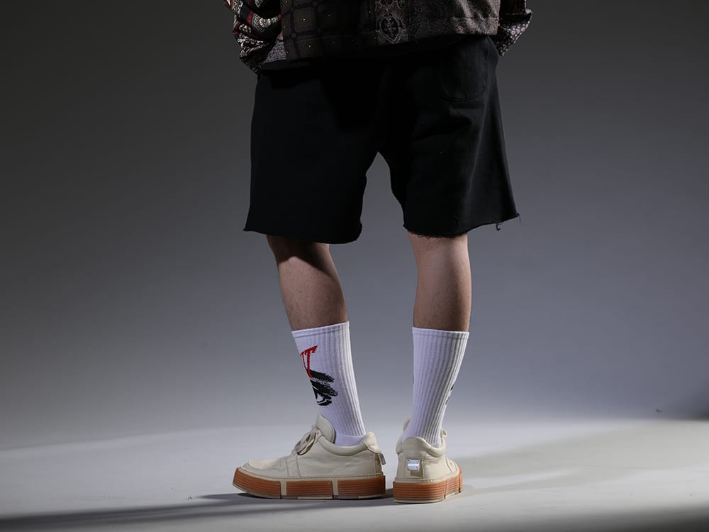 セントマイケル / グイディ 2023SS 定番で人気の高いシリーズであるショーツ - SM-S23-0000-056(SAINT スウェットショーツ ブラック) SM-S23-0000-100(EYE ソックス ホワイト) GJ02-CO00T(レースアップブーツ - ホースフルグレインレザー - GJ02 CO00T) - 3-003