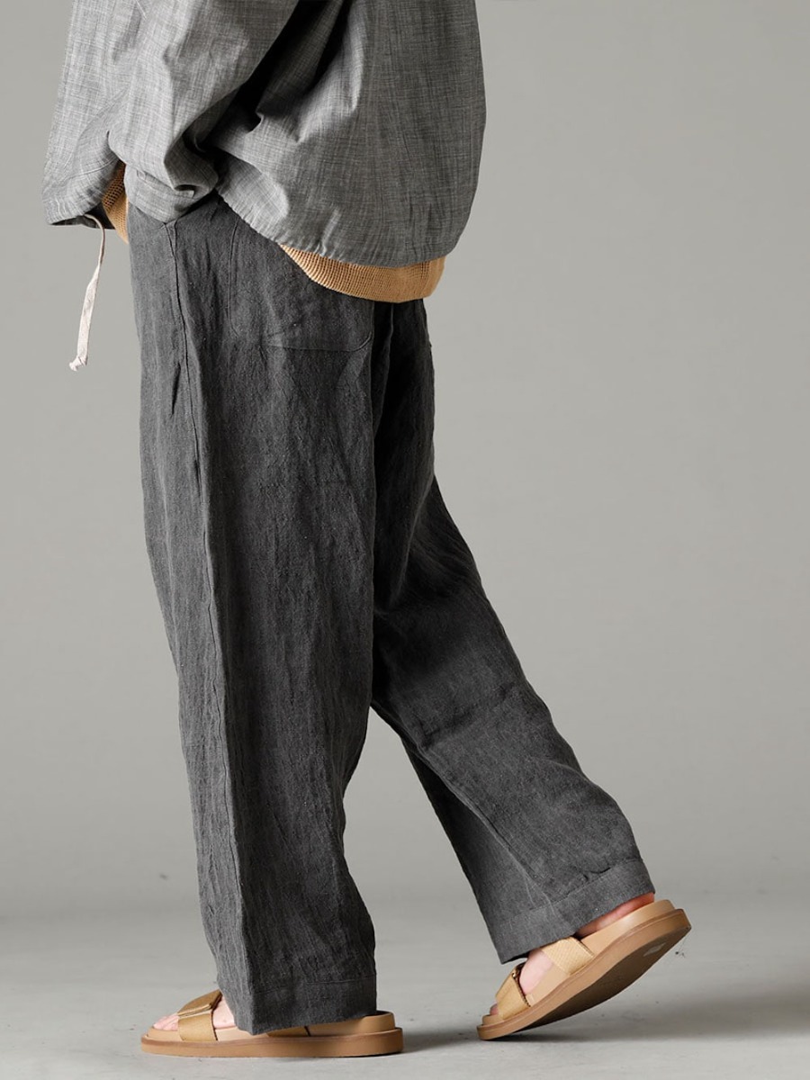 O project 23SS A combination of full-length pants and sandals that do not show too much of a casual look. -  O15TR4-DK-SUMI Jogging Trousers Dark Smear Dye Flux Lone US9561-Tan Men's Sandals Tan  3-002