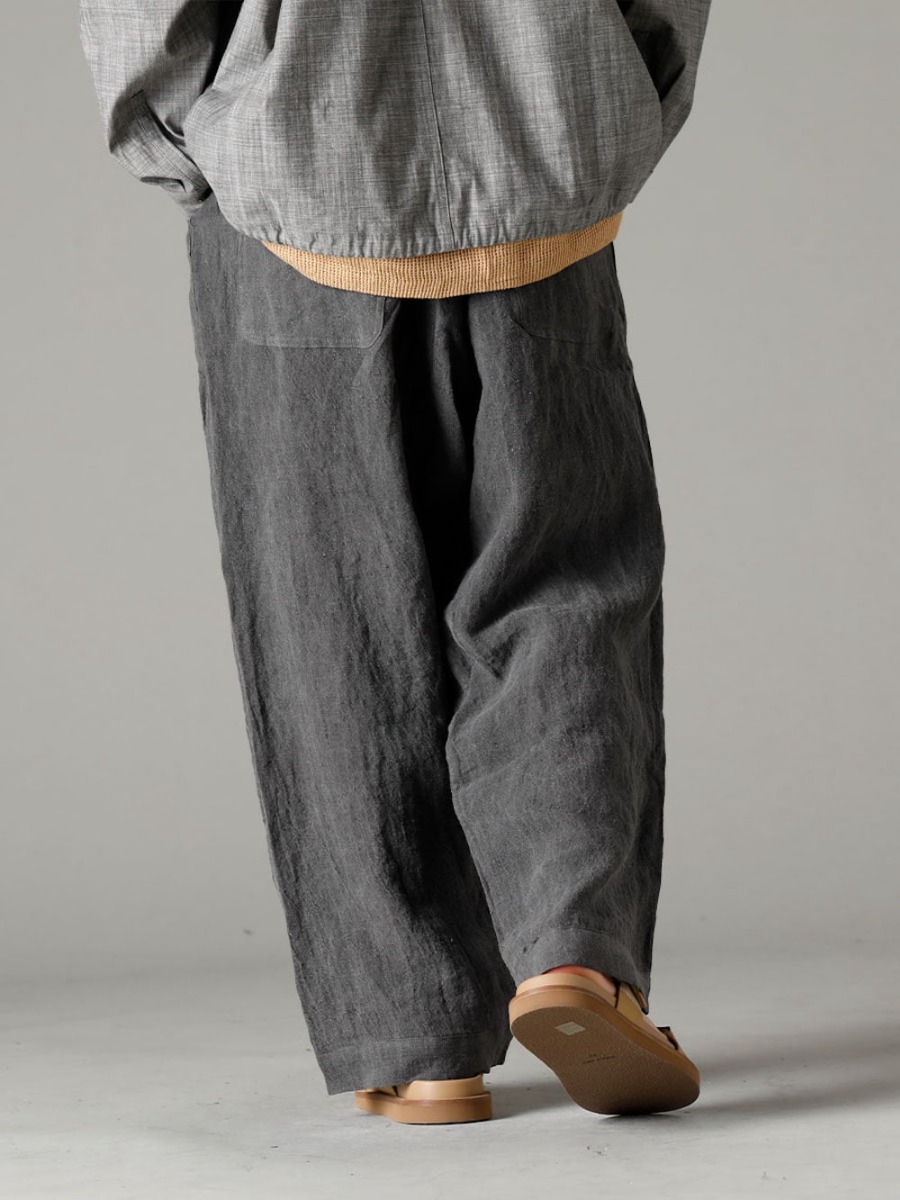 O project 23SS A combination of full-length pants and sandals that do not show too much of a casual look. -  O15TR4-DK-SUMI Jogging Trousers Dark Smear Dye Flux Lone US9561-Tan Men's Sandals Tan  3-004