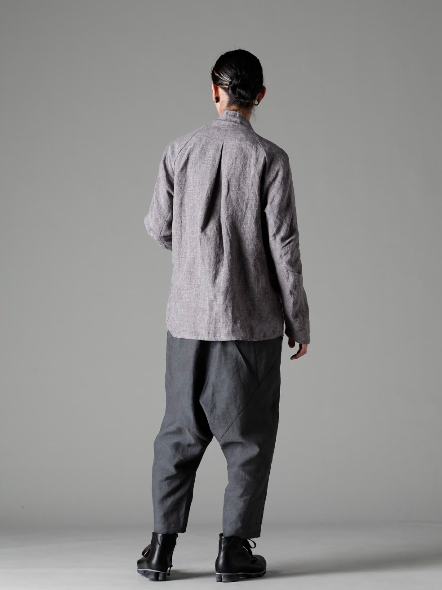DEVOA 23SS styling 23SS with a wide variety of shirts - SHN-RTHR-Vintage-Blue Shirt Ramie Vintage Blue CSC-SSL3-Mud-Gray Long Sleeve Cotton Stretch Jersey Mud Gray PTN-BLKL-Blue-Gray Dropped Crotch Cropped Pants Linen Blue Gray FW-CSHS Leather boots GUIDI Horse leather  1-005