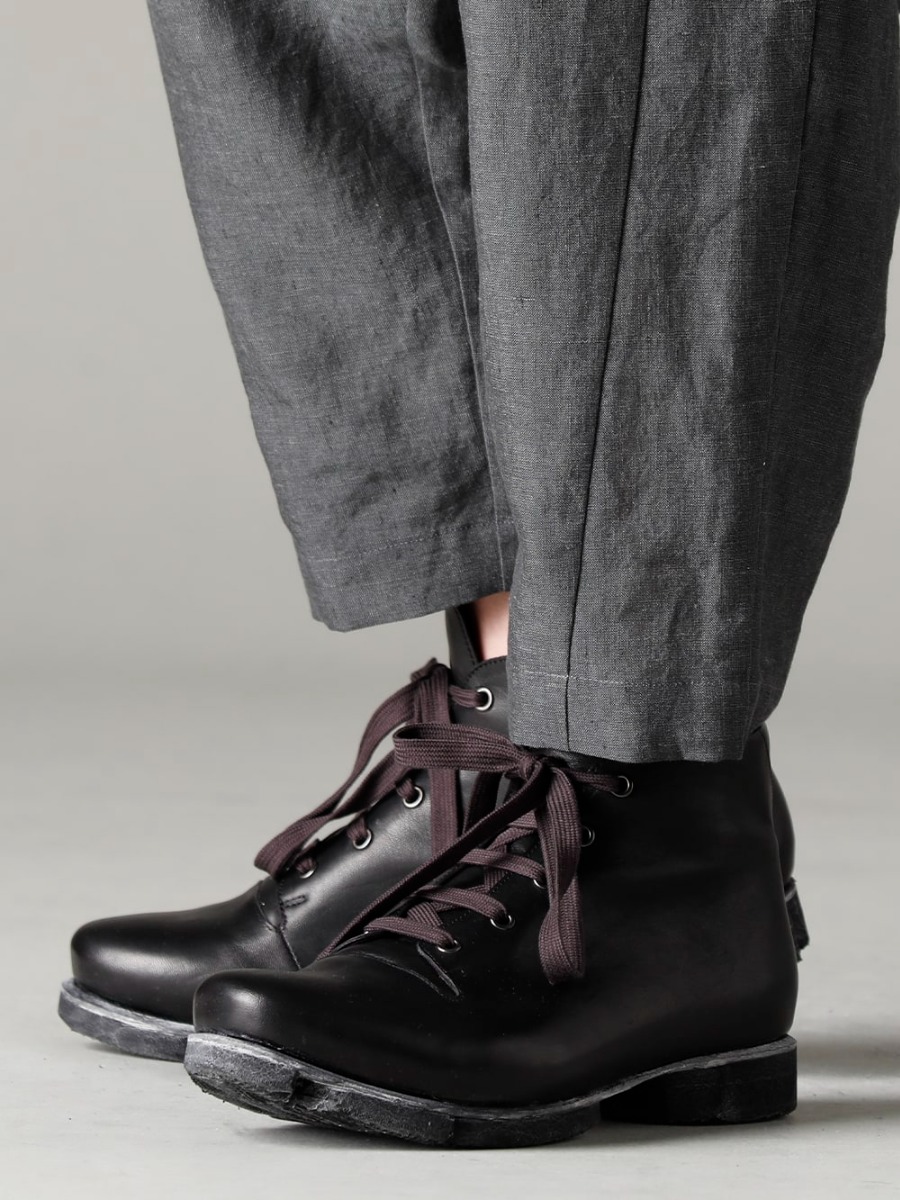 DEVOA 23SS The most useful material from late spring to midsummer - PTN-BLKL-Blue-Gray Dropped Crotch Cropped Pants Linen Blue Gray FW-CSHS Leather boots GUIDI Horse leather 3-005