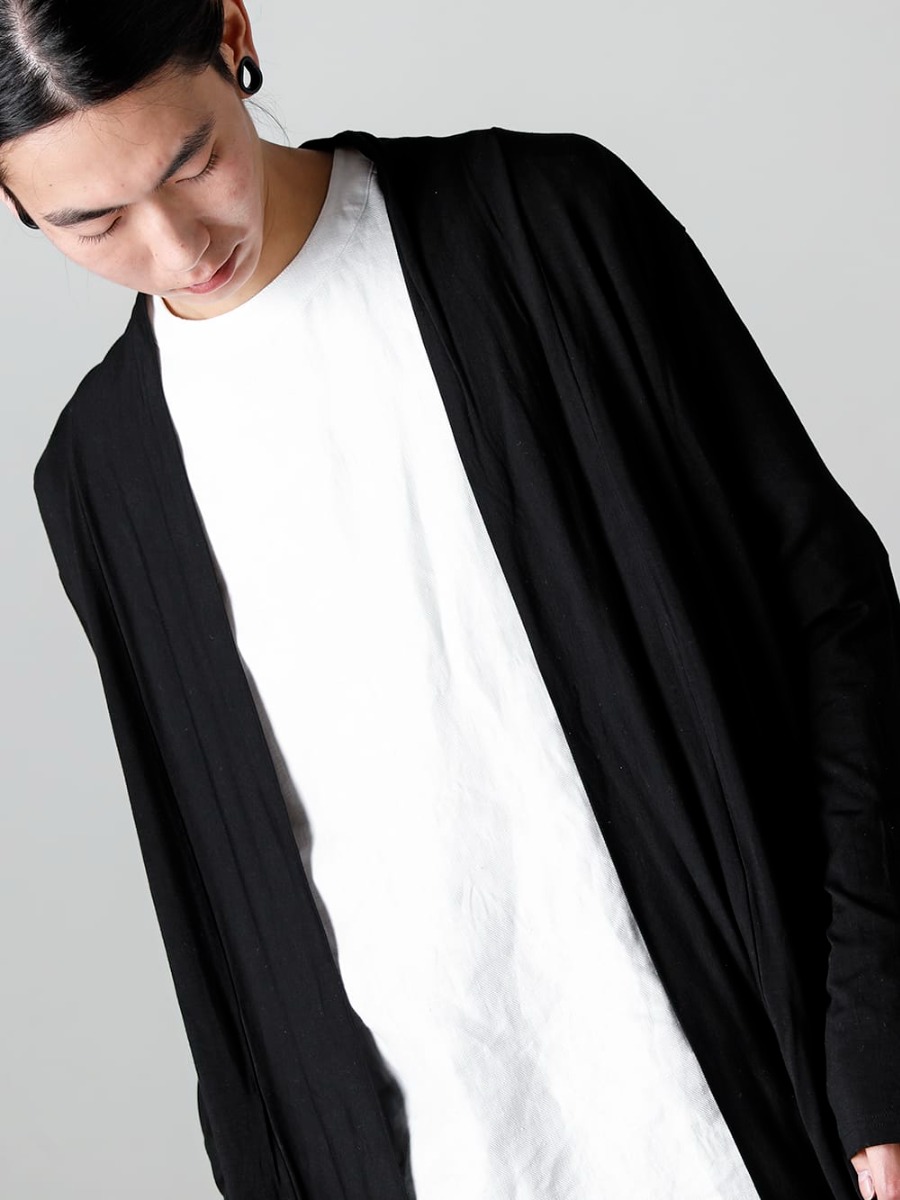 RIPVANWINKLE 2023SS Cardigan without front fastening that complements the linen solid shirt T  - RW-502-Black - Solid Jersey Cardigan - RW-529-Euro White - Solid Shirts T Euro White 2-002