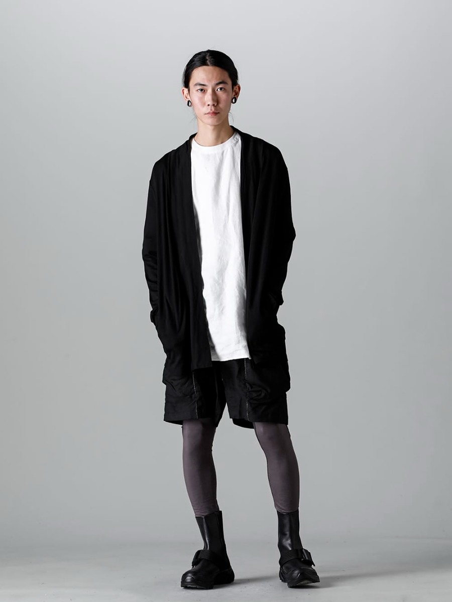 RIPVANWINKLE 2023SS 見出し4 - RW-502-Black - Solid Jersey Cardigan - RW-529-Euro White - Solid Shirts T Euro White - RW-539 - Climbing Linen Jersey Shorts- RW-518-M.Gray × G.Gray - Bi-Color Leggins M.Gray × G.Gray - RW-521 - Tactical Bootie 4-001