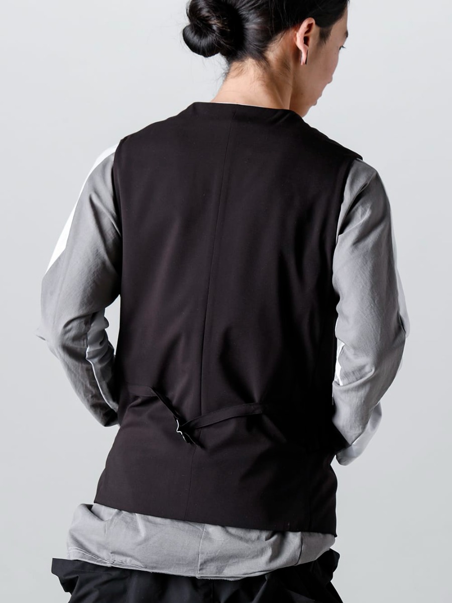 RIPVANWINKLE - リップヴァンウィンクル 2023SS 新しい提案となるベストはブラックに映えるネイビーのサイドラインがポイント  - RW-544 - グルカ ベスト - RW-500-L.Gray × Shark - ドルマン L/S ライトグレー × シャーク 2-005