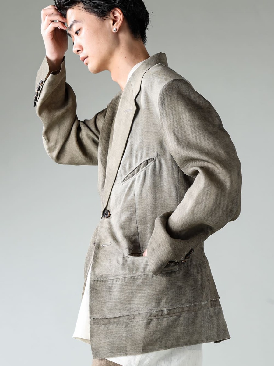 ZIGGY CHEN 23 SS Collection: Asymmetric Panel Blazer Mix Style 