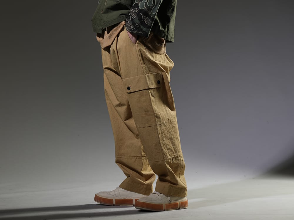 オー プロジェクト / グイディ 2023SS 素材感も楽しめるO PROJECTのカーゴパンツ。 - O15TR3-MUSTARD(カーゴ トラウザー マスタード ファイン キャンバス) GJ02-CO00T(レースアップブーツ - ホースフルグレインレザー - GJ02 CO00T) - 3-002