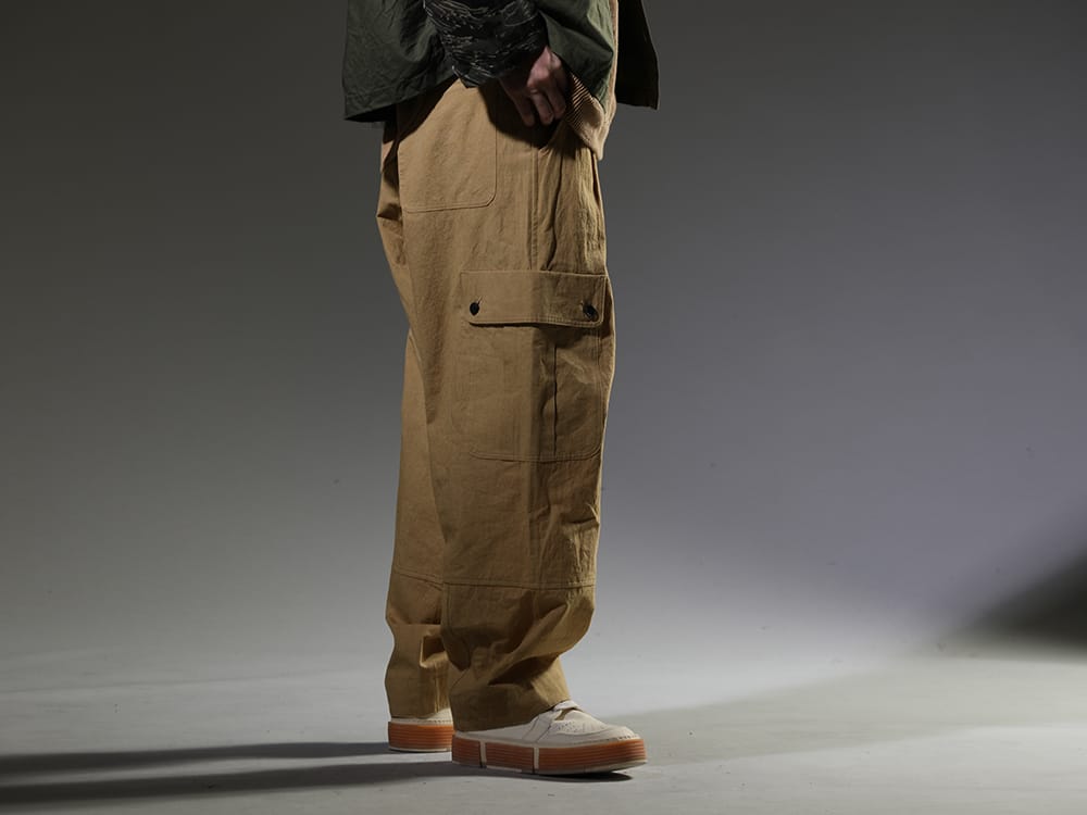 オー プロジェクト / グイディ 2023SS 素材感も楽しめるO PROJECTのカーゴパンツ。 - O15TR3-MUSTARD(カーゴ トラウザー マスタード ファイン キャンバス) GJ02-CO00T(レースアップブーツ - ホースフルグレインレザー - GJ02 CO00T) - 3-003