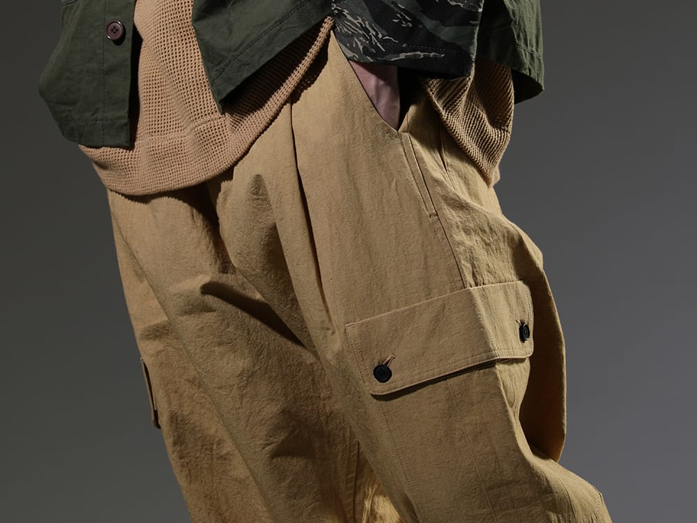 オー プロジェクト 2023SS 素材感も楽しめるO PROJECTのカーゴパンツ。 - O15TR3-MUSTARD(カーゴ トラウザー マスタード ファイン キャンバス) - 3-005
