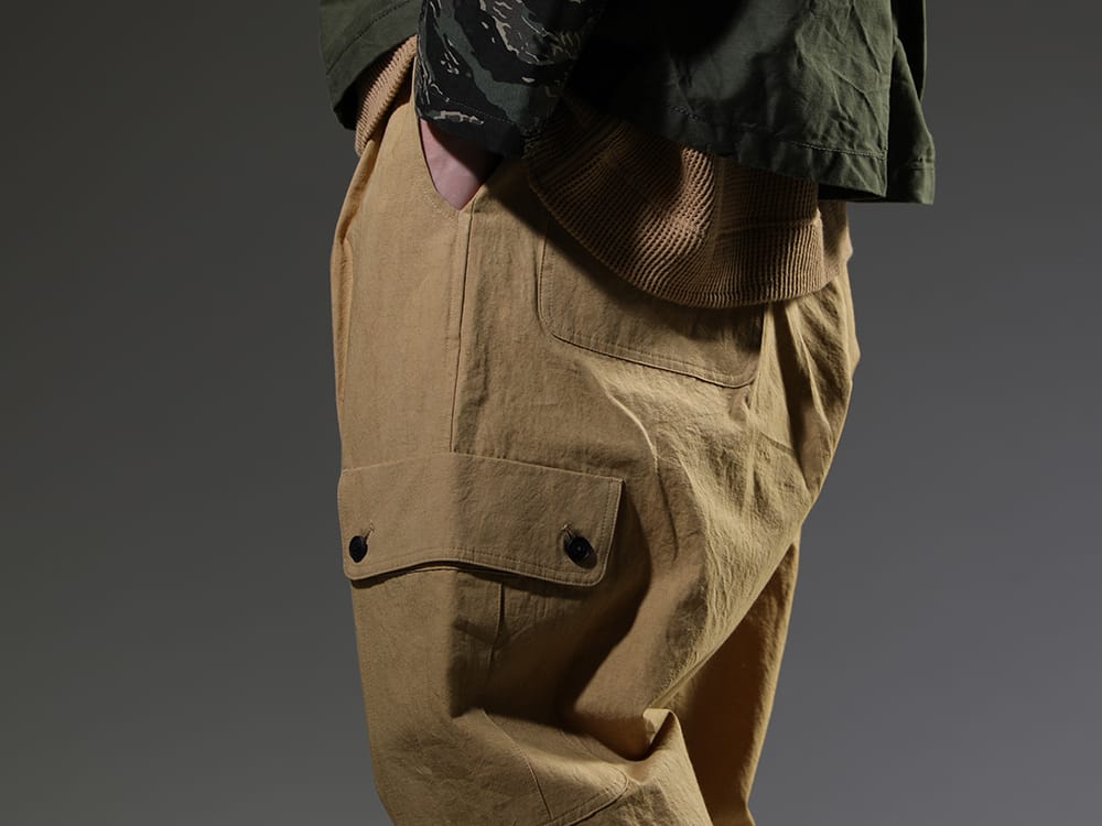 オー プロジェクト 2023SS 素材感も楽しめるO PROJECTのカーゴパンツ。 - O15TR3-MUSTARD(カーゴ トラウザー マスタード ファイン キャンバス) - 3-006