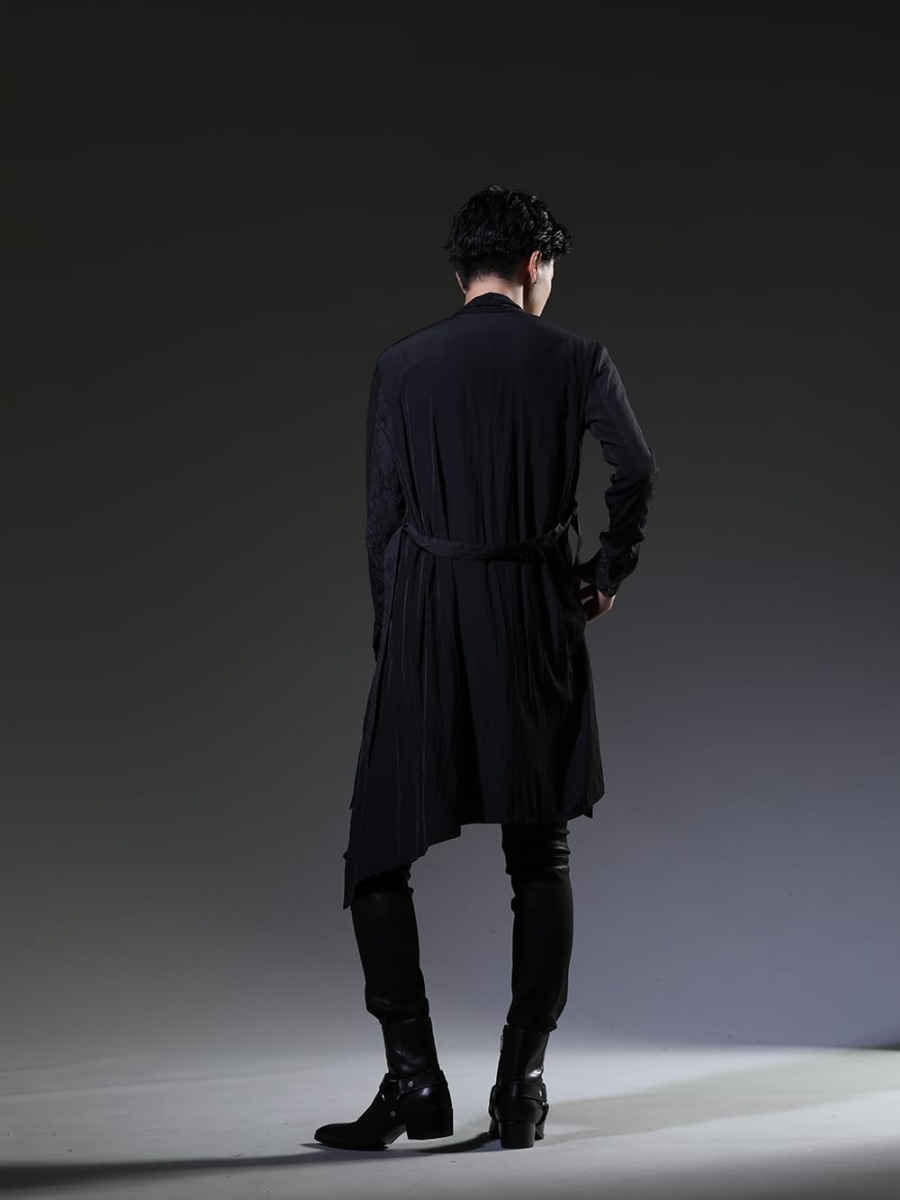 kiryuyrik / GalaabennD 2023SS - Black style that creates beautiful lines. - KP-HB21-903-Black(Stoal Flare Shirt Black) 87214531(Black coating JUSTIN Denim pants) 87115902(Harness Ring Boots) - 1-004