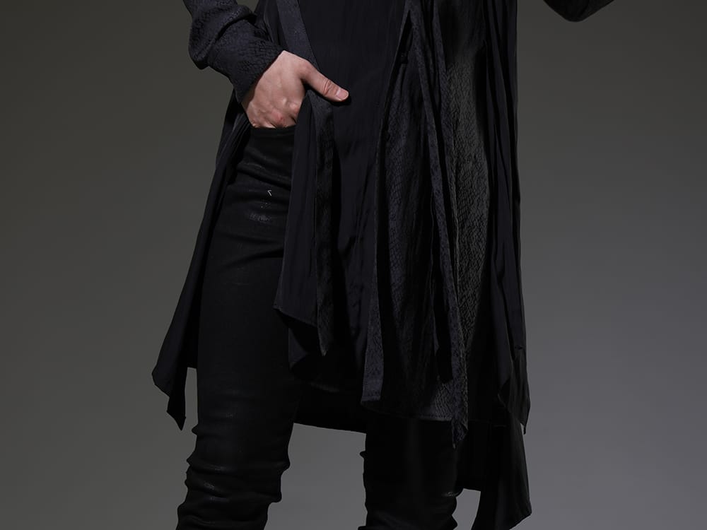 kiryuyrik 2023SS - kiryuyrik's flared shirt is characterized by python-patterned pattern - KP-HB21-903-Black(Stoal Flare Shirt Black) - 2-006