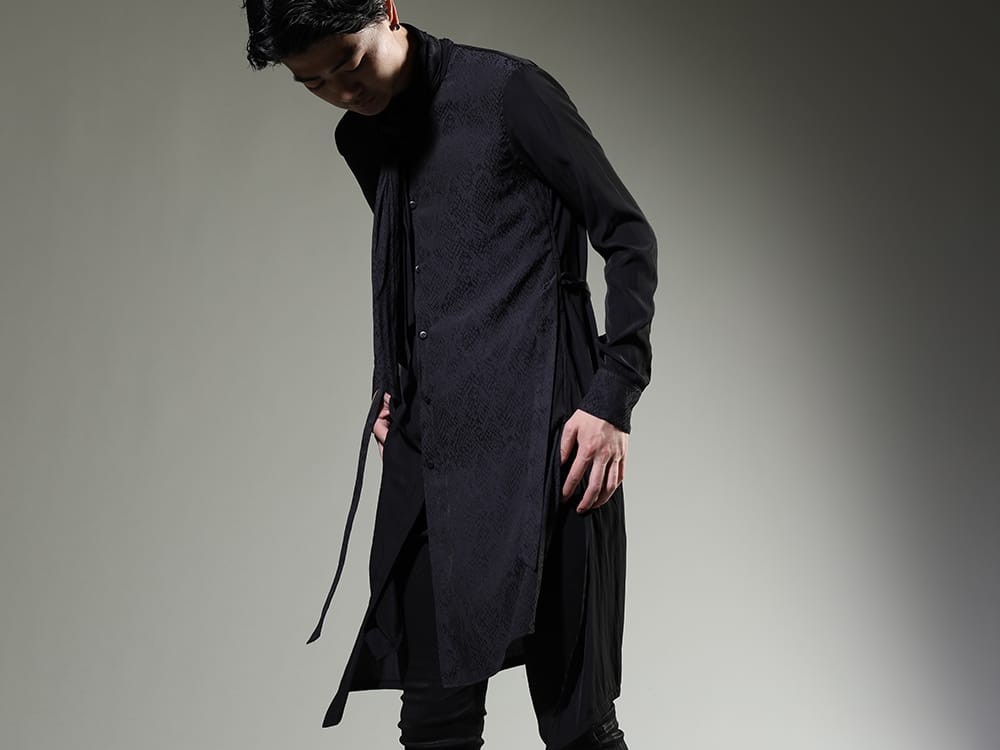 kiryuyrik 2023SS - kiryuyrik's flared shirt is characterized by python-patterned pattern - KP-HB21-903-Black(Stoal Flare Shirt Black) - 2-010