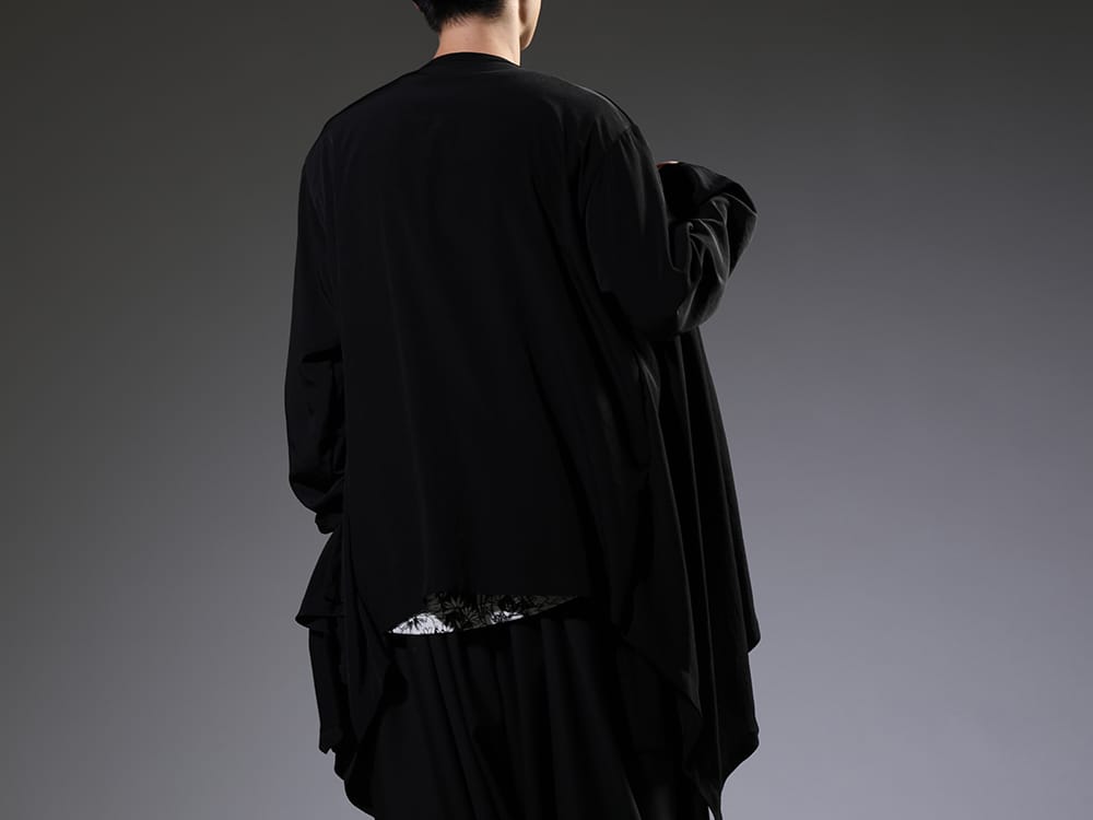 Ground Y 2023SS - Layered cardigan with a beautiful shine and drape - GA-T28-803(T/A Vintage dechine Combination Layered drape cardigan) - 2-002