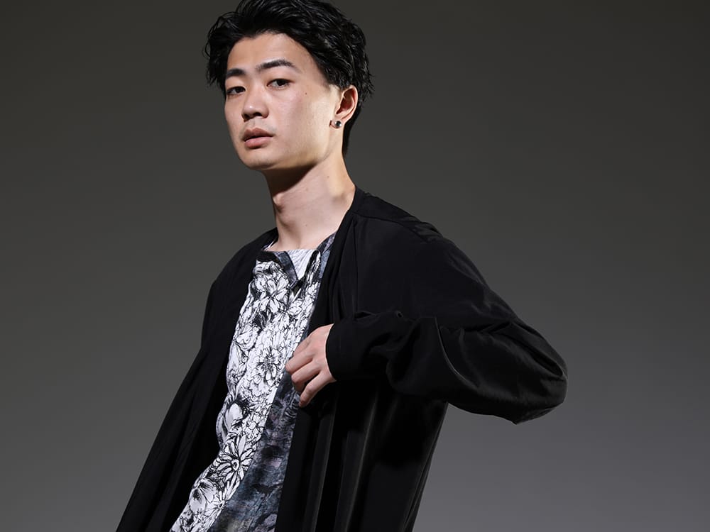 Ground Y 2023SS - Layered cardigan with a beautiful shine and drape - GA-T28-803(T/A Vintage dechine Combination Layered drape cardigan) GI-T16-804(C/Mo Haze Difference Side line T-shirt) - 2-004