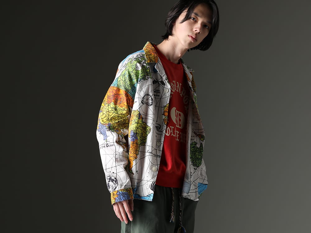 セントマイケル 2023SS - ©SAINT M×××××× とDr. Wooがコラボレーションを行った最新作のパジャマシャツ - SM-S23-0000-082(セントマイケル × ドクター・ウー WORLD MAP パジャマシャツ) SM-S23-0000-044(UNKNOWN PWR スウェットシャツ) - 2-001