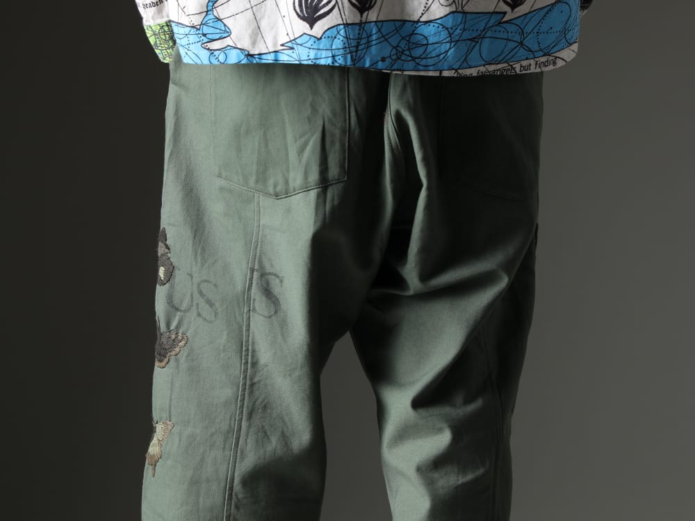 インク 2023SS 蝶々の手刺繍が特徴的なinkのベイカーパンツ。 - ink23-11(バタフライ パンツ) - 3-007