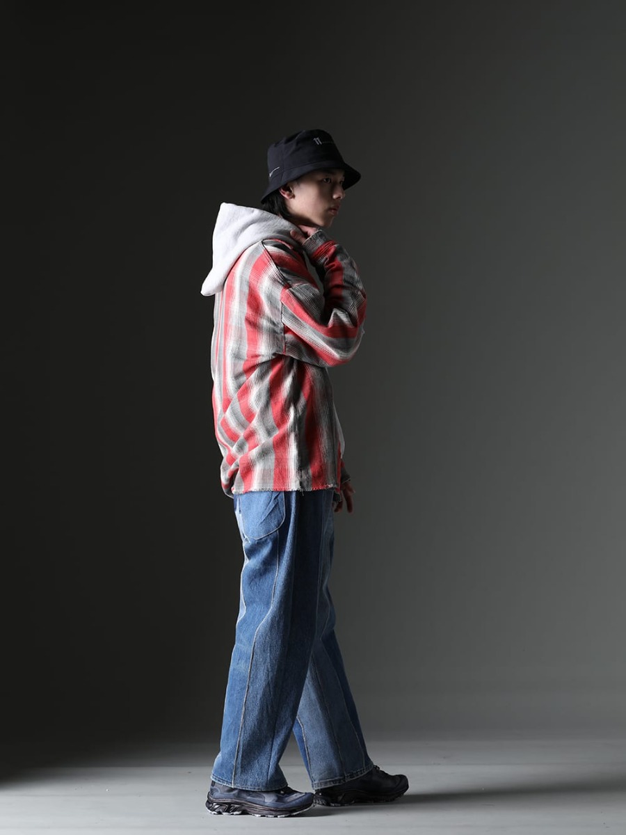 SAINT MICHAEL / ink / 11 by Boris Bidjan Saberi 2023SS - Casual loose style - SM-S23-0000-087(SHERMER ACADEMY × ©SAINT M×××××× Frannl Check Shirt) SM-S23-0000-046(MX6 Hoodie) ST-BUCKET-GORE-TEX-11XNE(11 by BBS × New Era - BUCKET GORE-TEX) ink23-12-M-2(The jumble pants - M2) BAMBA5-11XS-Black-Dye(BAMBA5 11XS - Black Dye) - 1-002