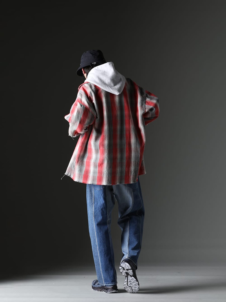 SAINT MICHAEL / ink / 11 by Boris Bidjan Saberi 2023SS - Casual loose style - SM-S23-0000-087(SHERMER ACADEMY × ©SAINT M×××××× Frannl Check Shirt) SM-S23-0000-046(MX6 Hoodie) ST-BUCKET-GORE-TEX-11XNE(11 by BBS × New Era - BUCKET GORE-TEX) ink23-12-M-2(The jumble pants - M2) BAMBA5-11XS-Black-Dye(BAMBA5 11XS - Black Dye) - 1-003