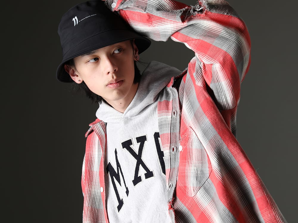 SAINT MICHAEL / 11 by Boris Bidjan Saberi 2023SS - Damaged collaborative flannel shirt - SM-S23-0000-087(SHERMER ACADEMY × ©SAINT M×××××× Frannl Check Shirt) SM-S23-0000-046(MX6 Hoodie) ST-BUCKET-GORE-TEX-11XNE(11 by BBS × New Era - BUCKET GORE-TEX) - 2-004