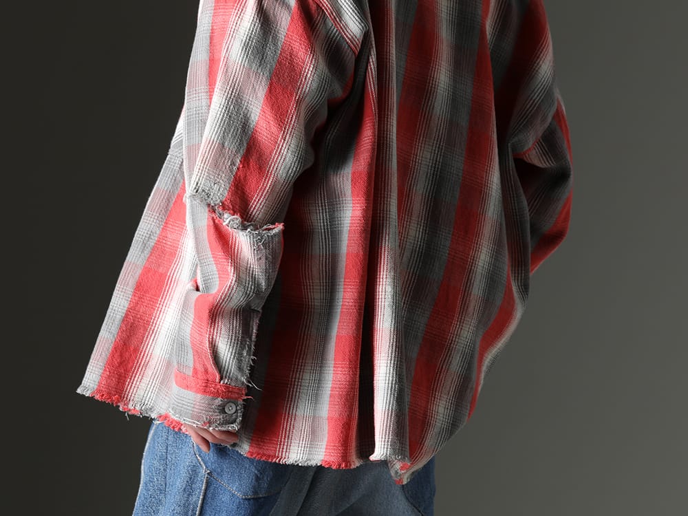 SAINT MICHAEL 2023SS - Damaged collaborative flannel shirt - SM-S23-0000-087(SHERMER ACADEMY × ©SAINT M×××××× Frannl Check Shirt) - 2-008