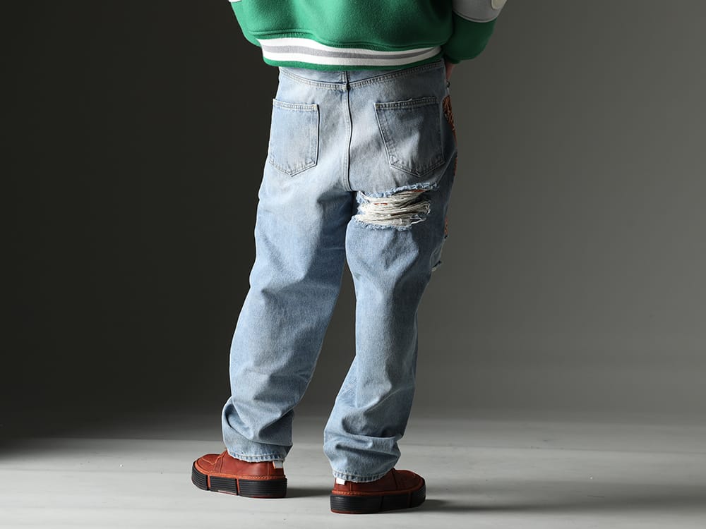 ALANUI / Guidi 2023SS This baggy denim from Bandana Patchwork Design has a relaxing style! - LMYS23-200(Baggy Denim Patchwork Jeans) GJ02-CO98T(Laced Up Boots - Horse Full Grain Leather - GJ02 CO98T) - 3-003