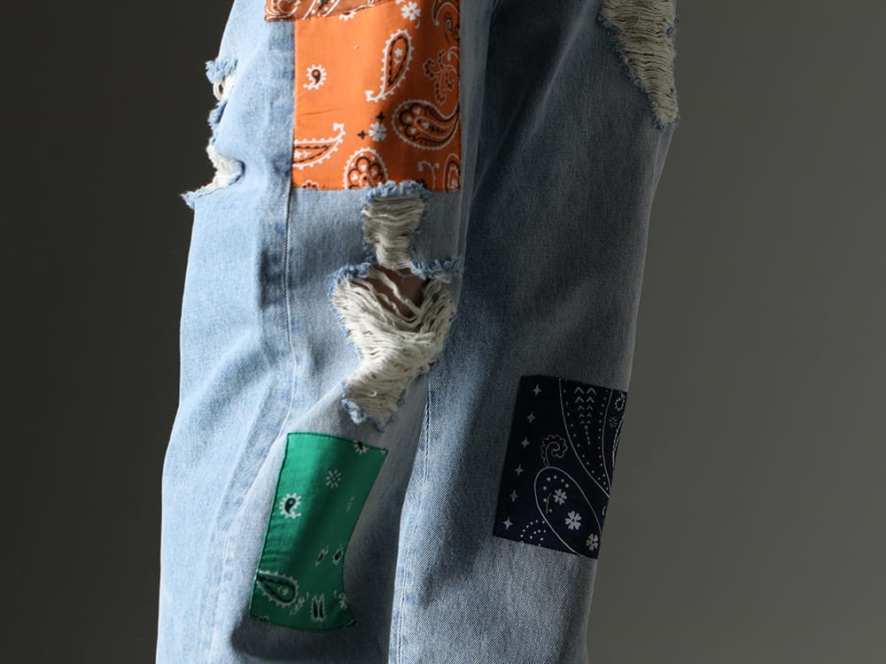 ALANUI 2023SS This baggy denim from Bandana Patchwork Design has a relaxing style! - LMYS23-200(Baggy Denim Patchwork Jeans) - 3-005