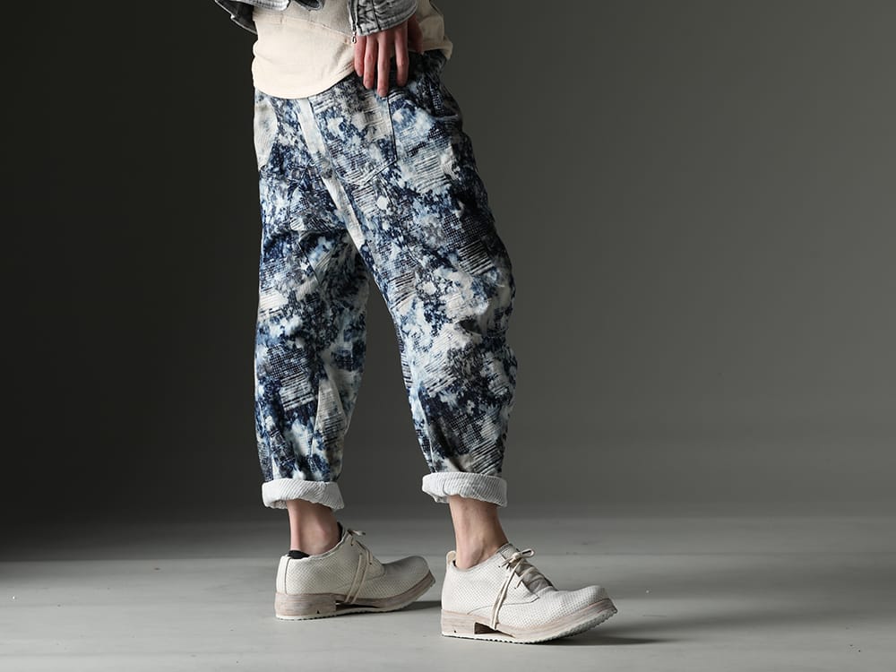 ディーハイゲン / ボリス ビジャン サベリ 2023SS シーズンテーマを強く意識したカラーリング - ST107-1023S(スプラッシュブリーチパッチワークジャガードストレッチコットンテーパードクロップドパンツ)  SHOE-1.1-WHITE-LEATHER(SHOE 1.1 ホワイトレザー) - 3-002