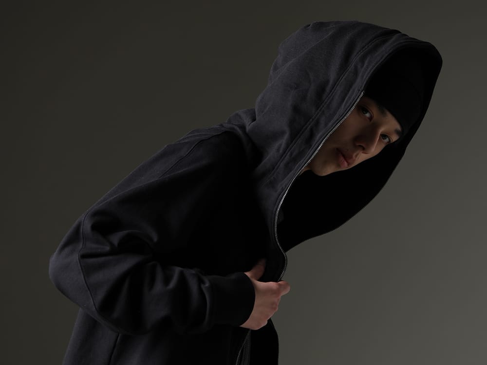JULIUS 2023SS - A versatile, practical hoodie - 819CUM1-black(Front Zip Sweat Hoodie Black) - 2-008