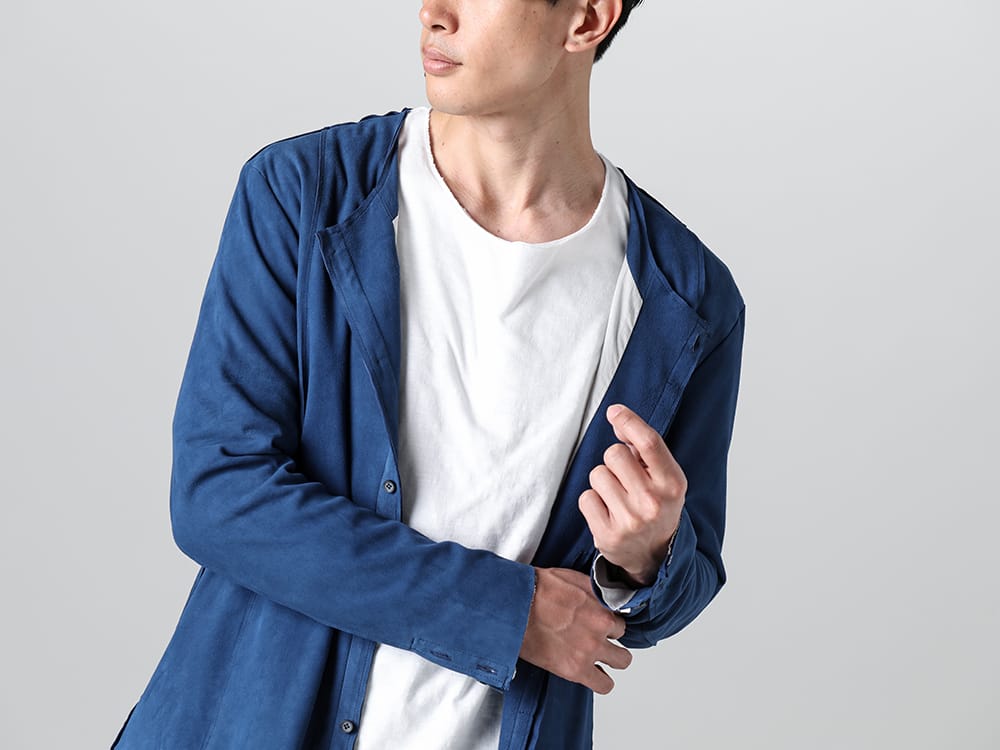 ASKyy - アスキー 2023SS 見出し3 - N1 - レザー シャツ - L19-White - ラグラン カットソー ホワイト 3-006