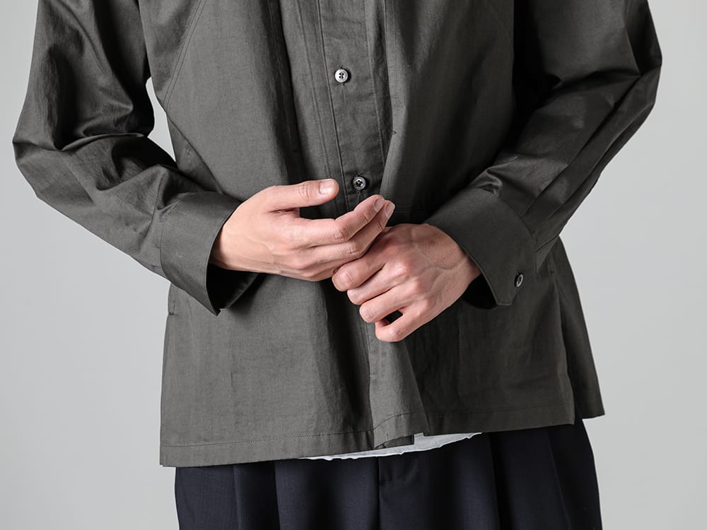 IRENISA - イレニサ 2023SS 見出し2  - IH-23SS-B020-CSS-Olive Charcoal- ワイド ポケット シャツ ブルゾン Olive Charcoal 2-004