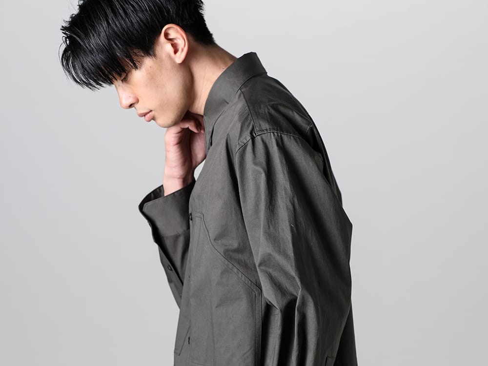 IRENISA - イレニサ 2023SS 見出し2  - IH-23SS-B020-CSS-Olive Charcoal- ワイド ポケット シャツ ブルゾン Olive Charcoal 2-005