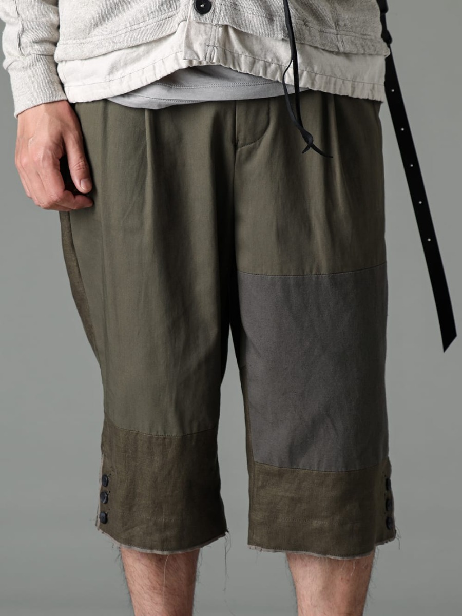 The Viridi-anne - ザ ヴィリジアン 2023SS 七分丈パンツで春らしい清涼感を演出 - VI-3569-04-Dark-olive - フラグメント クロップド トラウザー ダーク オリーブ 3-003