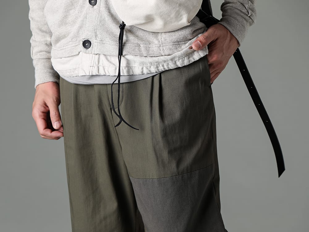 The Viridi-anne - ザ ヴィリジアン 2023SS 七分丈パンツで春らしい清涼感を演出 - VI-3569-04-Dark-olive - フラグメント クロップド トラウザー ダーク オリーブ 3-004