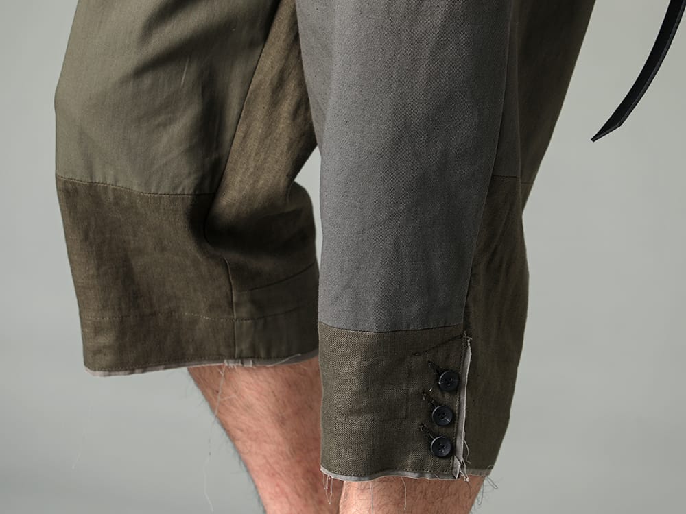 The Viridi-anne - ザ ヴィリジアン 2023SS 七分丈パンツで春らしい清涼感を演出 - VI-3569-04-Dark-olive - フラグメント クロップド トラウザー ダーク オリーブ 3-005