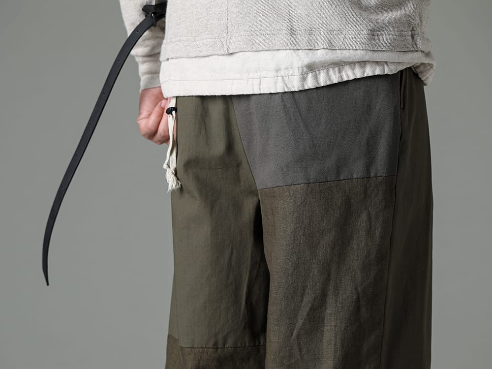 The Viridi-anne - ザ ヴィリジアン 2023SS 七分丈パンツで春らしい清涼感を演出 - VI-3569-04-Dark-olive - フラグメント クロップド トラウザー ダーク オリーブ 3-006