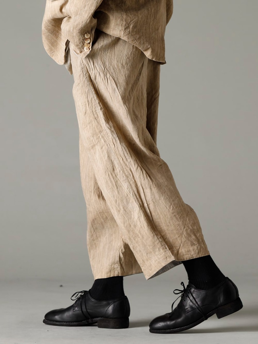 forme d'expression 23SS thai pants, a national costume, are worn in everyday bottoms. -  HP099-TRTL fisherman Pants HX002-ARSC ardisia Scarf 992X-Black classic Derby Shoes Lace-up Single Sole - Horse Full Grain- 992X 3-005