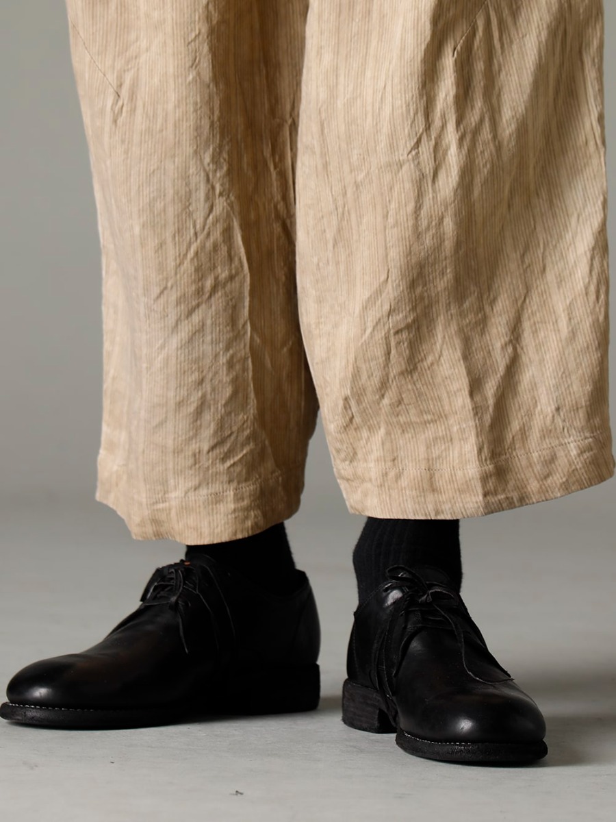 forme d'expression 23SS thai pants, a national costume, are worn in everyday bottoms. -  HP099-TRTL fisherman Pants HX002-ARSC ardisia Scarf 992X-Black classic Derby Shoes Lace-up Single Sole - Horse Full Grain- 992X 3-008