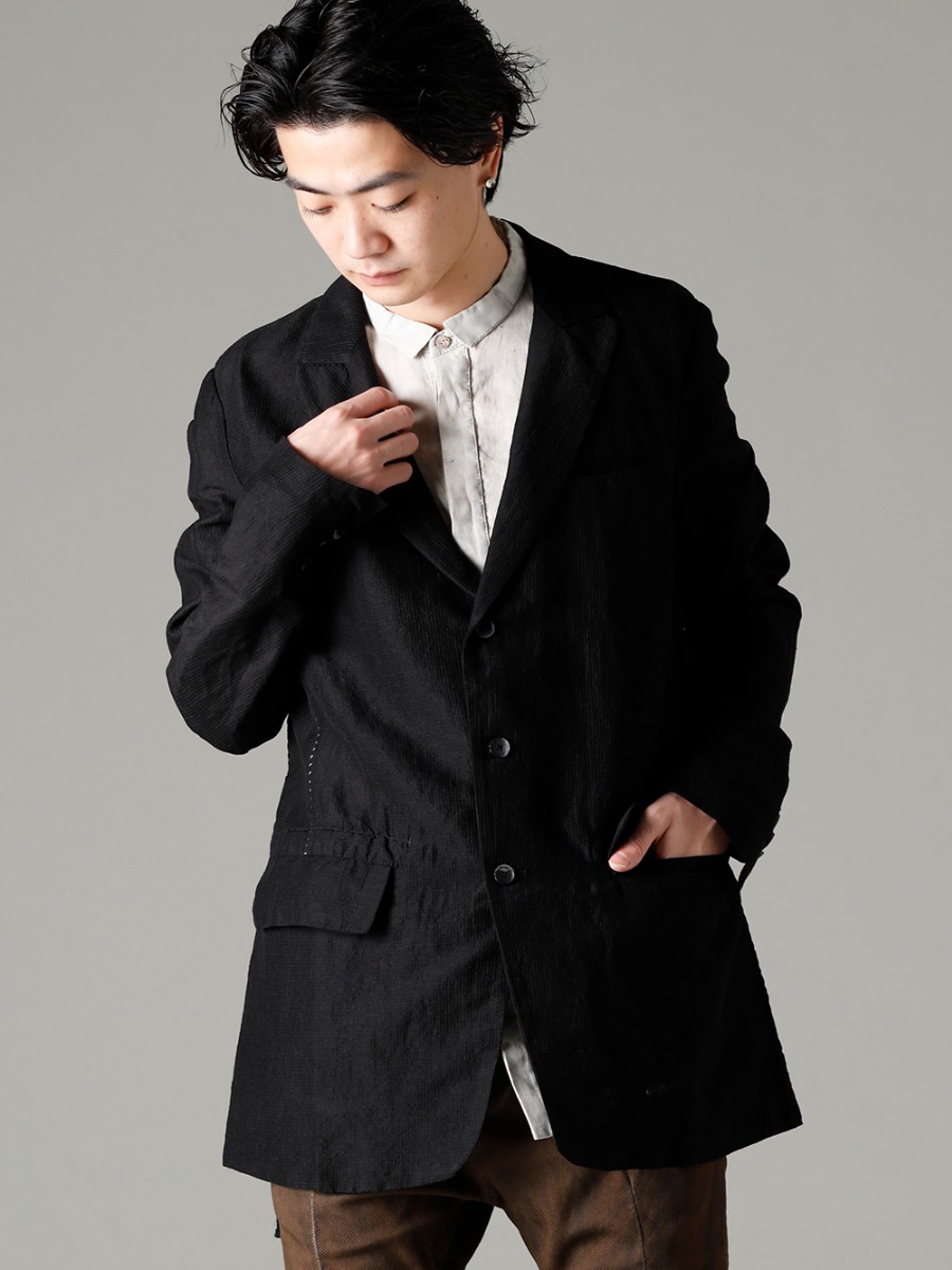 masnada 23SS create three-dimensional gathers with ribbon tape to give a unique look to the back.  - m3041 relaxed jacket M3059 tape Slim Shirt M3022 rib Insert Dart Slim Pants Granite M30S01 sabo 2-001