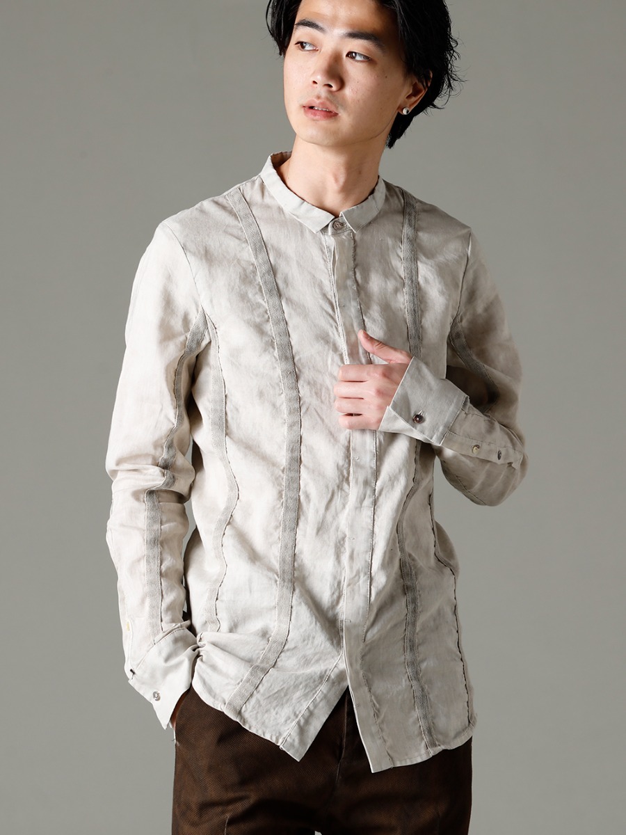 masnada 23SS regular shirt with taped design on all sides - m3059 tape Slim Shirt 3-002