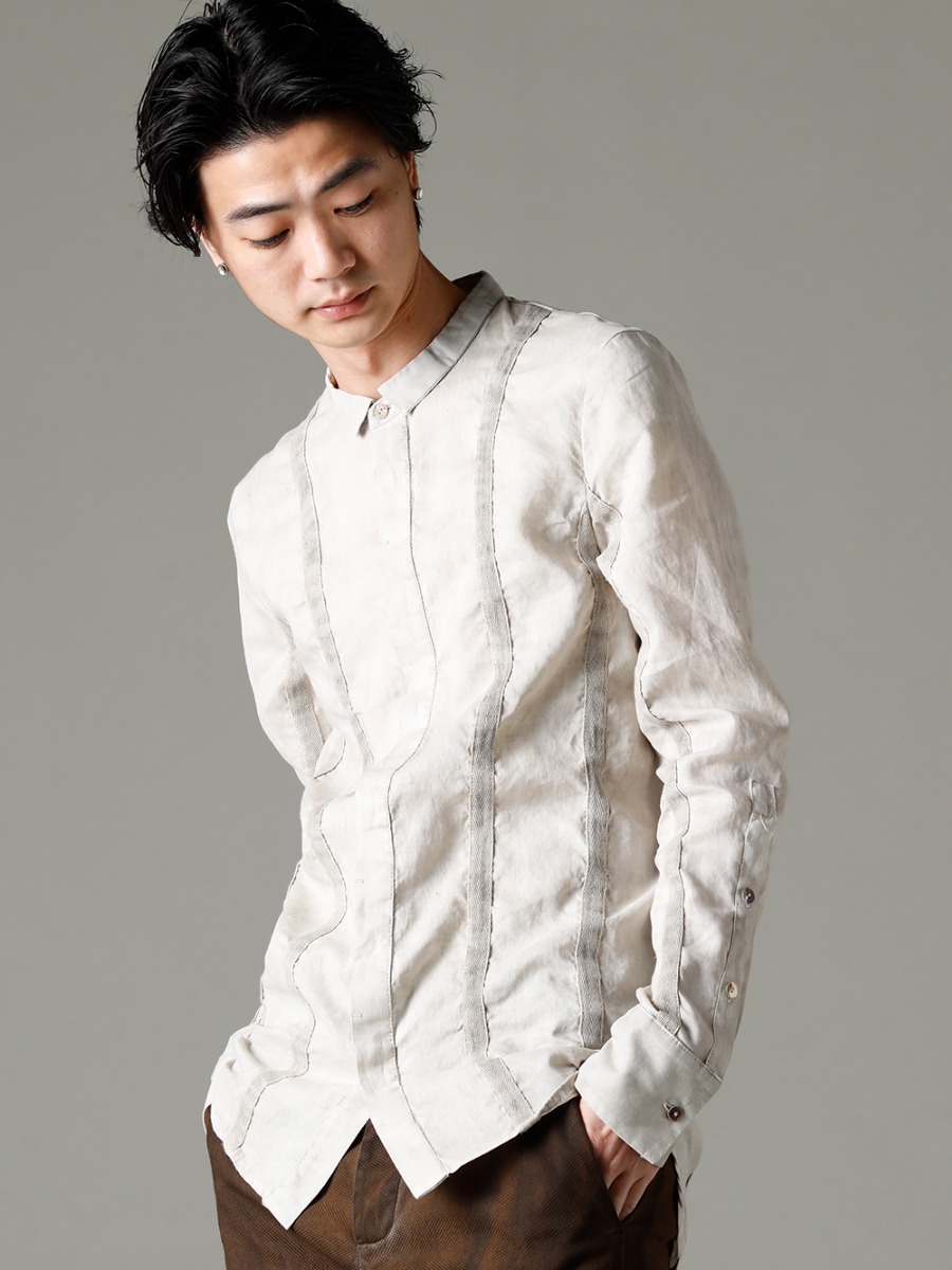 masnada 23SS regular shirt with taped design on all sides - m3059 tape Slim Shirt 3-003